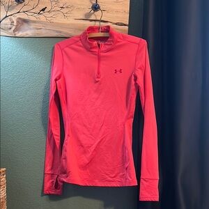 Under Armour ColdGear 1/4 zip Fitted Women's Coral Long Sleeve Base Layer